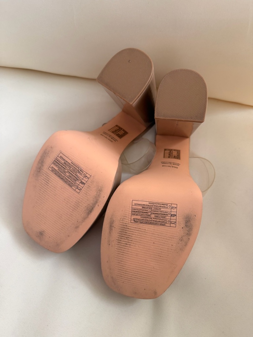Platform High Block Mule in Nude with Clear Straps - Picture 6 of 10